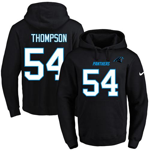 Nike Panthers #54 Shaq Thompson Black Name & Number Pullover NFL Hoodie